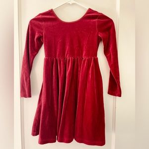 Girls holiday dress - red, velour - Hanna Anderson